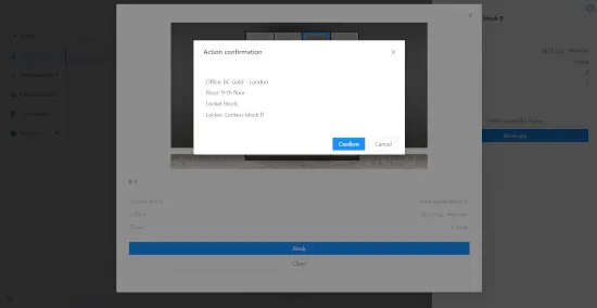 Web interface of lockers system